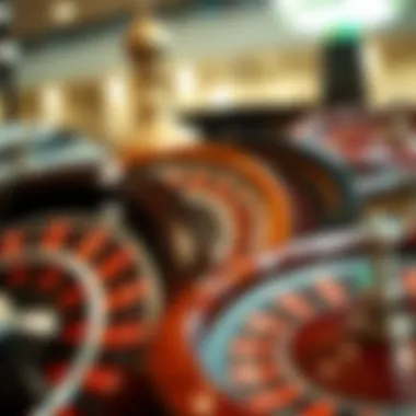 Diverse types of roulette wheels displayed side by side.