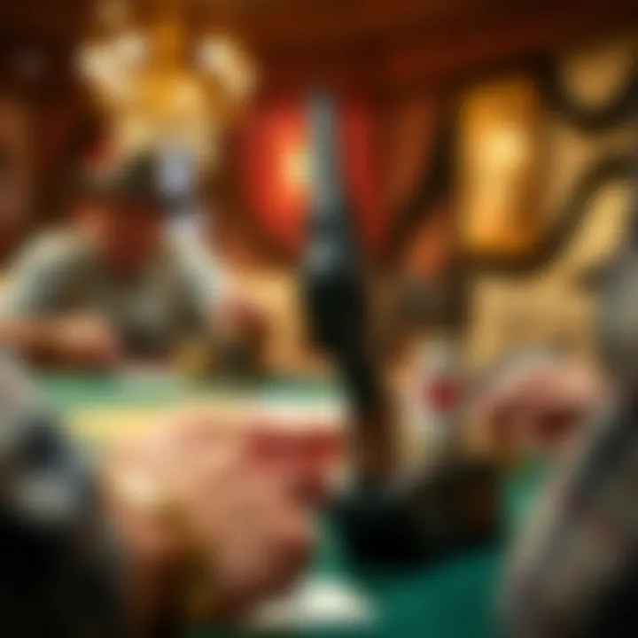 A cultural montage showing the evolution of card games with firearms