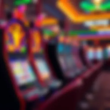 A captivating casino scene showcasing vibrant slot machines with free spins promotions.