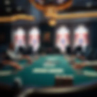 A full poker table showcasing Texas Hold'em