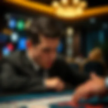 A close-up of a player contemplating their next move in blackjack