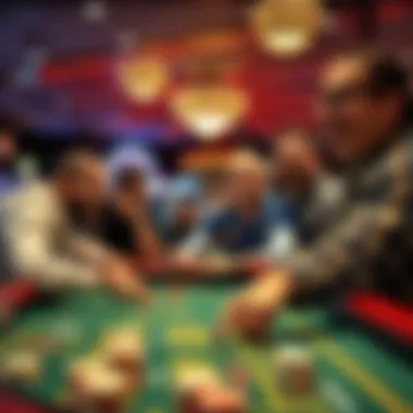 Enthusiastic Players Enjoying Craps A group engaged in a lively game of craps
