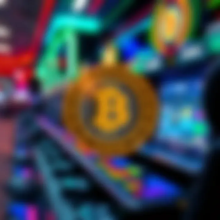 Futuristic gaming interface showing crypto rewards