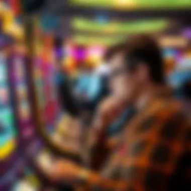 A player thoughtfully analyzing a slot machine strategy