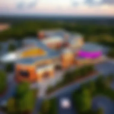 Aerial View of New Casino Complex Aerial view of a new casino complex in Connecticut, showcasing modern architecture and vibrant surroundings