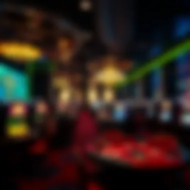 Interior of Luxury Casino Interior of a luxury casino showcasing gaming tables and patrons enjoying various games