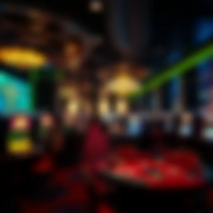 Interior of Luxury Casino Interior of a luxury casino showcasing gaming tables and patrons enjoying various games