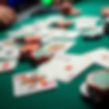 Playing Cards Display An assortment of playing cards laid out on a green felt table