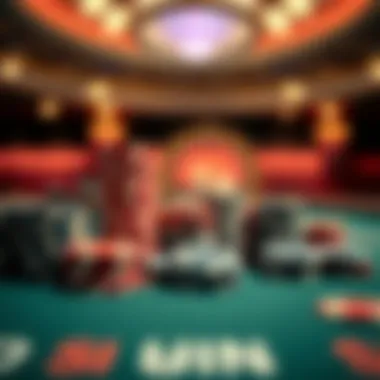 Poker Chips Arrangement An enticing array of chips stacked at a poker table