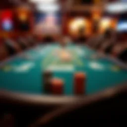 Overview of a private poker table setup with cards and chips