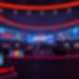 A vibrant digital landscape showcasing an esports betting platform.