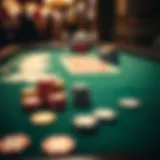 Strategic poker table layout showcasing chips and cards