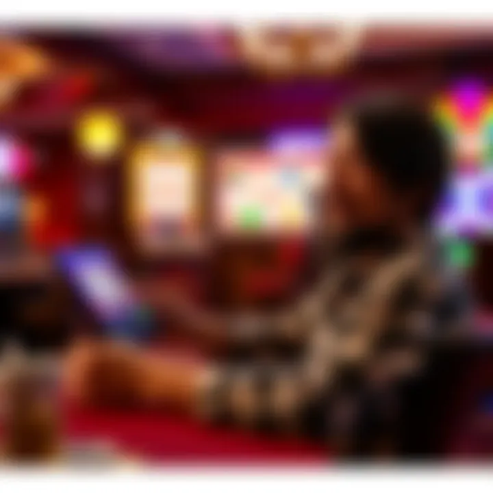 A user enjoying a mobile slot game in a cozy setting