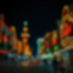 Vibrant lights illuminating Fremont Street at night