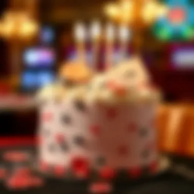 Casino-Themed Birthday Cake Close-up of a birthday cake with casino elements