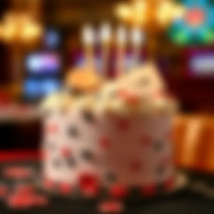 Casino-Themed Birthday Cake Close-up of a birthday cake with casino elements