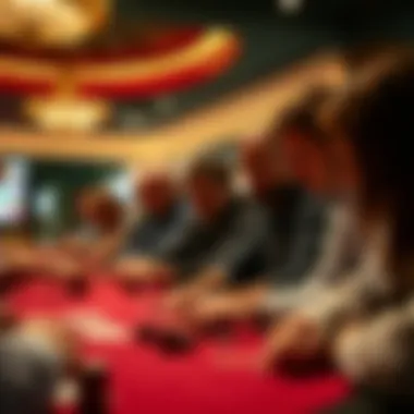 Engaging Player Dynamics at Horseshoe Casino Poker Room A group of players engaged in an intense poker game