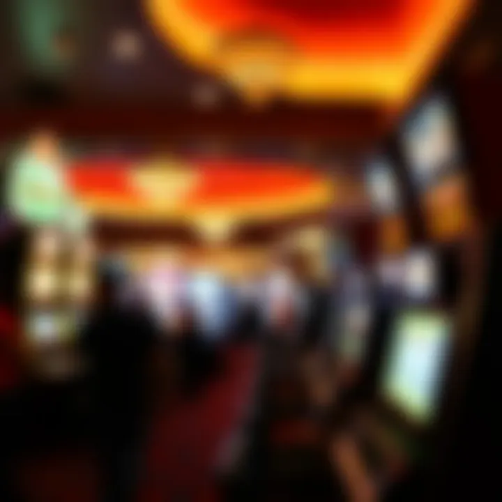 Vibrant Gaming Floor Atmosphere Interior gaming floor filled with slot machines and players engaged in gaming