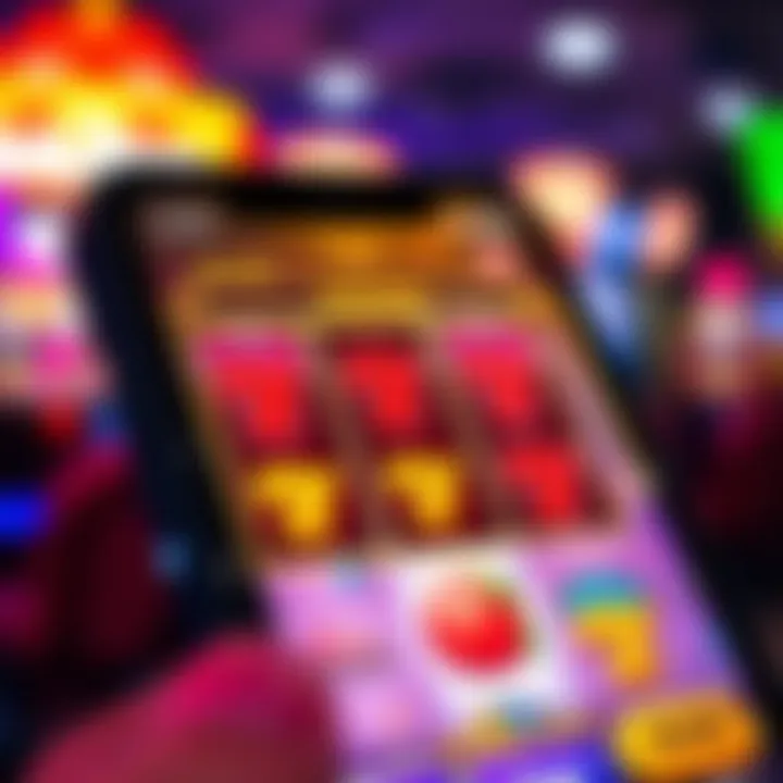 Real Money Winnings on iPhone Slot Game Close-up of an iPhone screen featuring a slot game with real money winnings