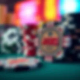 A close-up view of Jacks poker chips showcasing their intricate designs and vibrant colors.