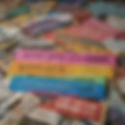 A colorful array of Kentucky scratch-off tickets displayed on a table
