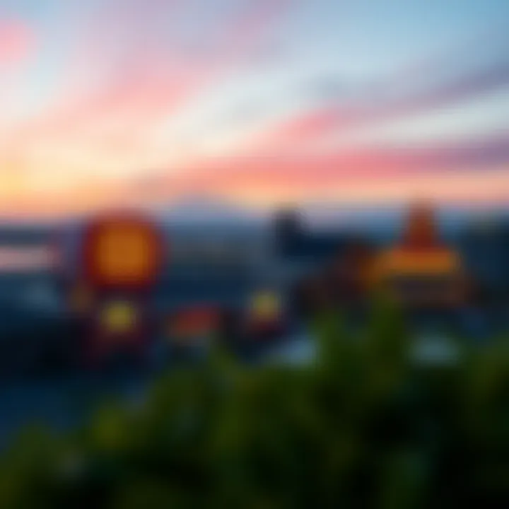 Lake Erie Casino Skyline A panoramic view of Lake Erie casino skyline at sunset