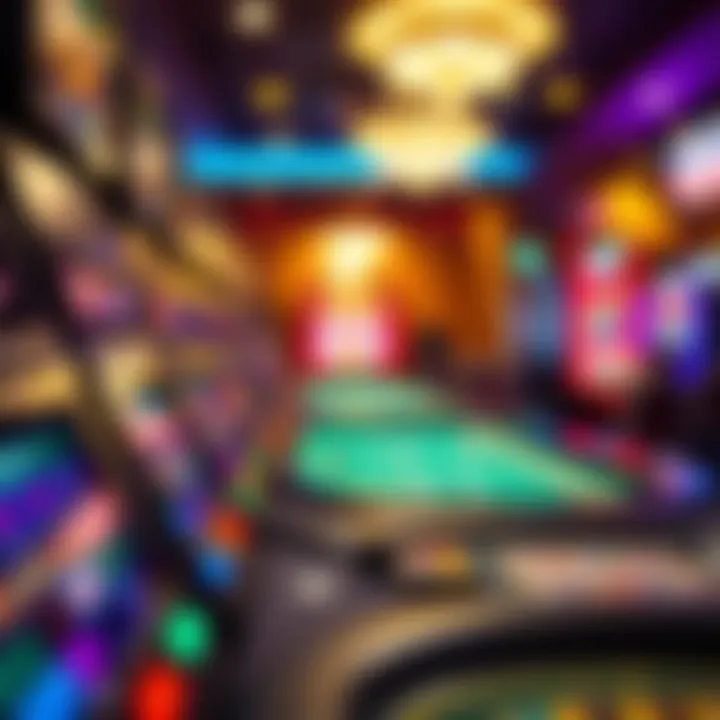 Excitement at the Gaming Tables Close-up of gaming tables with vibrant lights and action