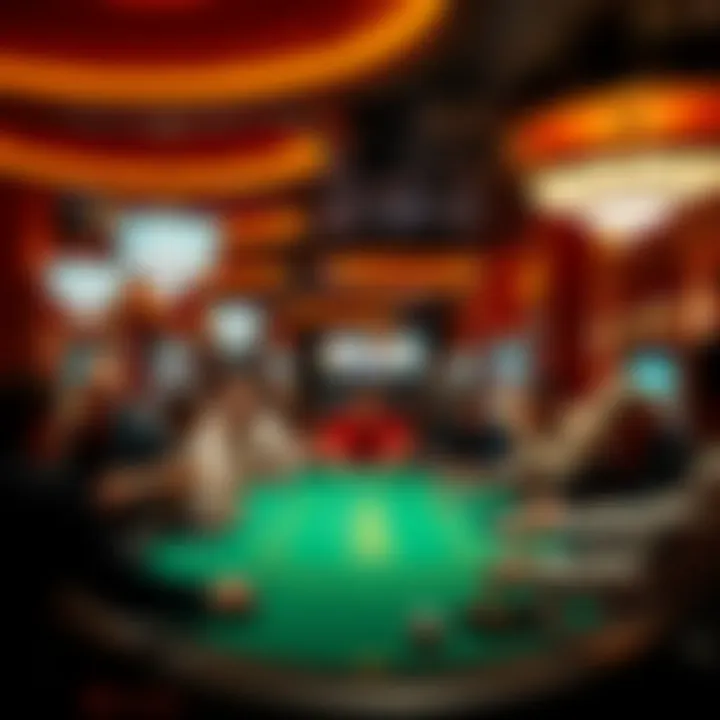 Exciting atmosphere of a poker room filled with players at MGM Casino