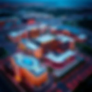 Aerial view of MGM Resorts depicting its expansive facilities and surroundings.