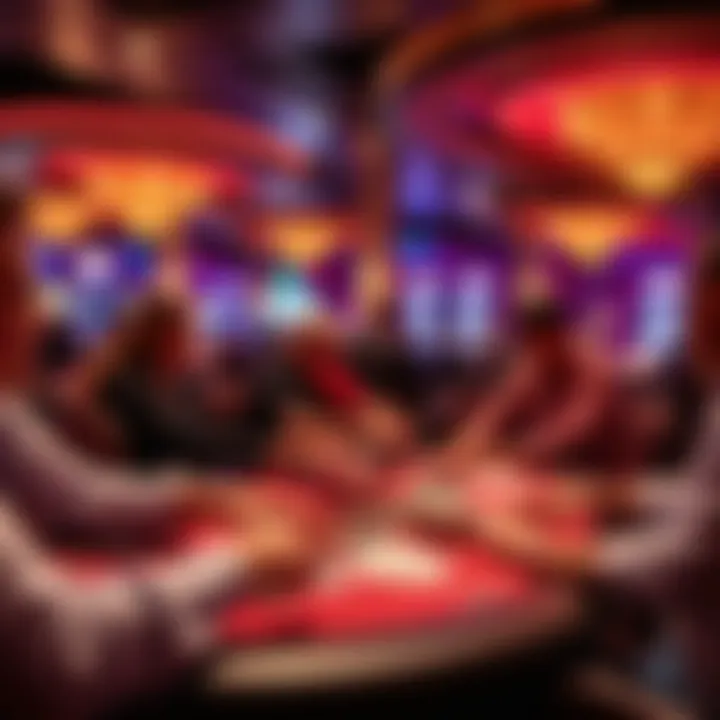 An engaging scene of a lively casino atmosphere where Mississippi Stud Poker is being played.