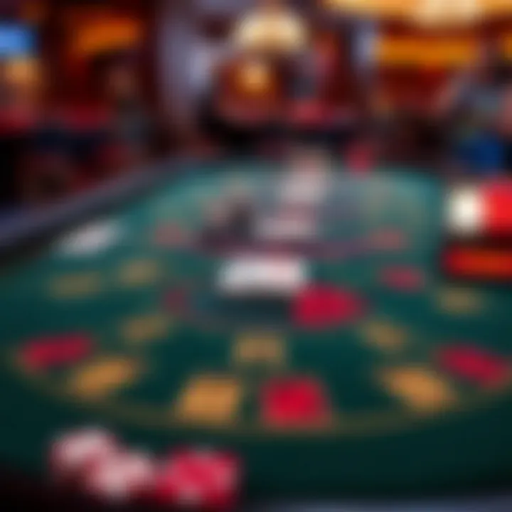 A detailed layout of a Mississippi Stud Poker table highlighting the betting areas and rules.