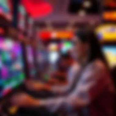 An engaging player interacting with a virtual slot machine