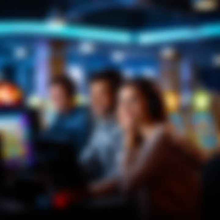 Interactive Online Gaming Experience Group of players engaged in online gaming
