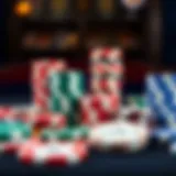 Variety of Poker Chips A diverse array of colorful poker chips displayed elegantly