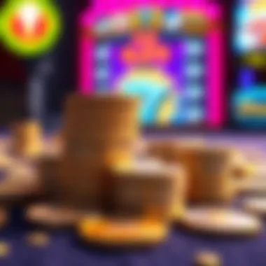 Virtual Coins in Pop Slots A stack of virtual coins representing unlimited gaming options