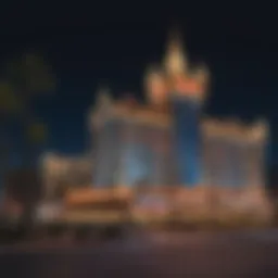 Majestic view of Excalibur Hotel and Casino illuminated at night