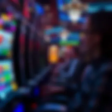 A player engaged in gameplay at a slot machine