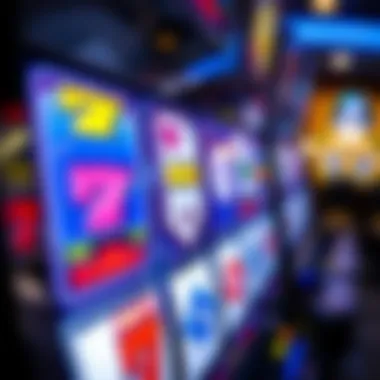 Close-up of a slot machine displaying colorful graphics and symbols