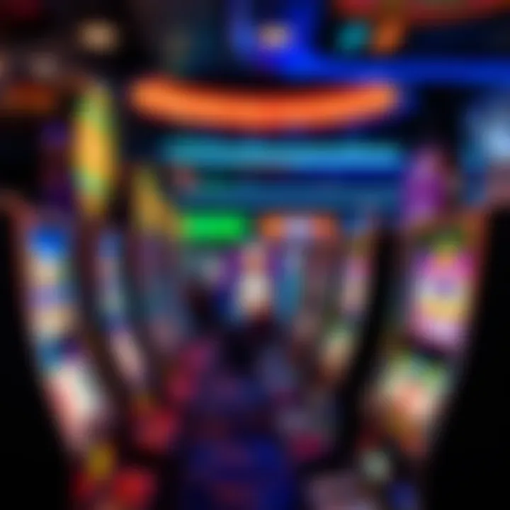 Diverse slot machines lined up in a vibrant casino setting