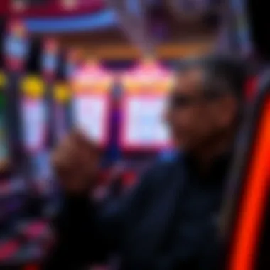Analyzing Strategies in Slot Gaming A thoughtful gambler analyzing slot machine patterns and strategies