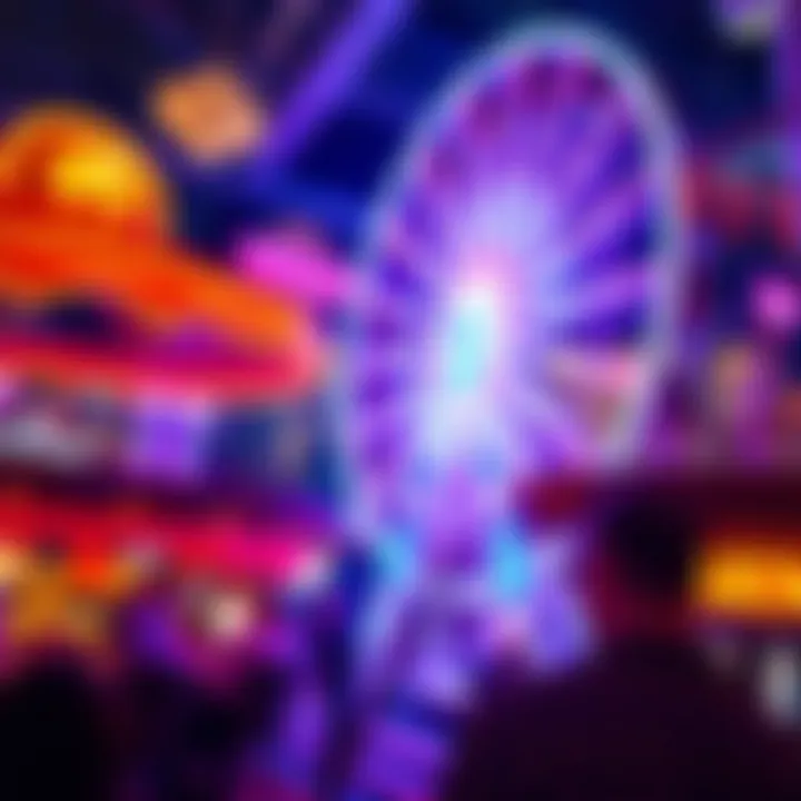 Vibrant nightlife ambiance surrounding the Ferris wheel