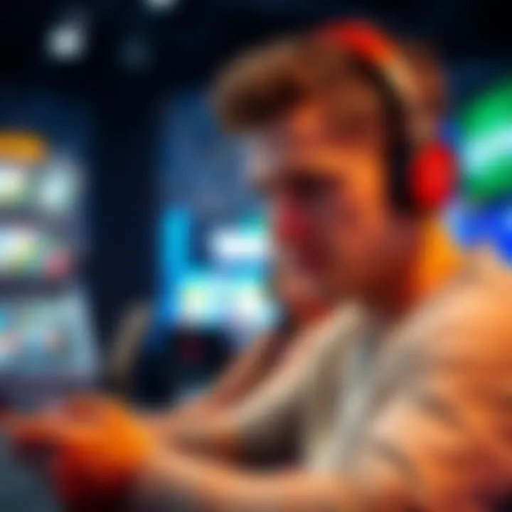 A gamer focused on playing a rewarding mobile game