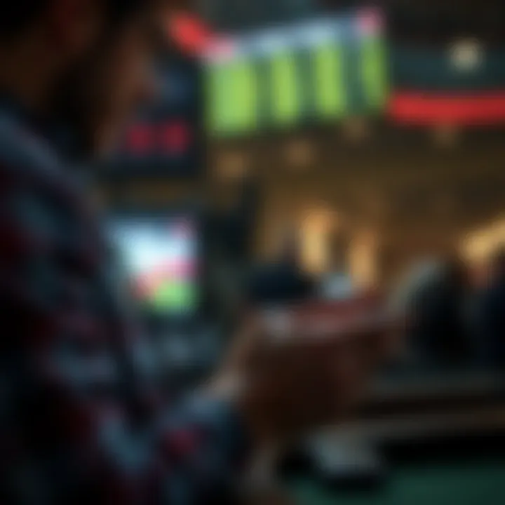 Analyzing Bets with Sports Statistics A person analyzing statistics while placing a bet on a mobile device