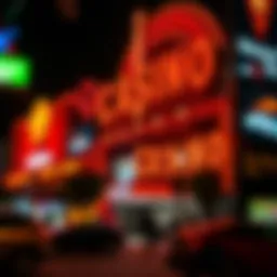 Vibrant exterior of a New York City casino at night