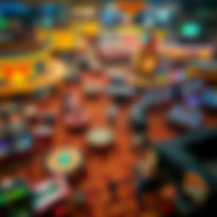 Aerial view of a vibrant casino complex showcasing various gaming activities.