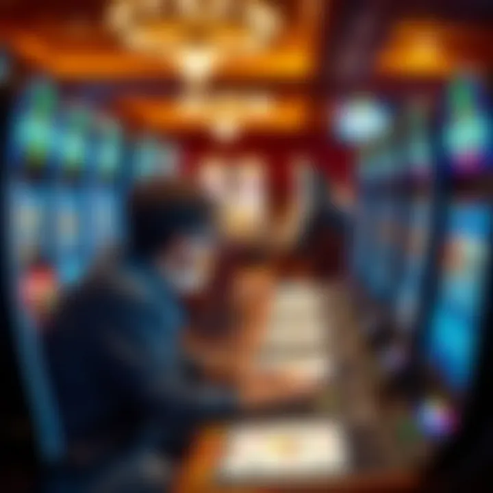 Player Engaged in Live Video Poker A focused player in action during a live video poker game