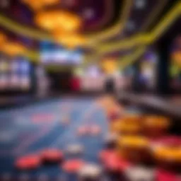 Craps table filled with colorful chips