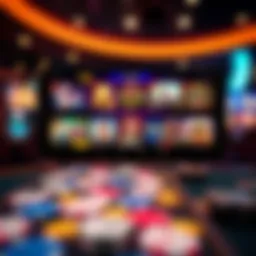 A digital representation of a casino app interface showcasing various games and features.