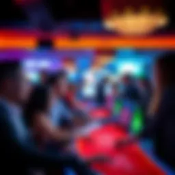 A vibrant casino party scene showcasing guests enjoying various games