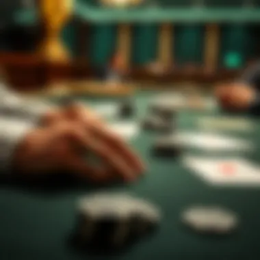 Strategic Elements of Poker A close-up of poker hands and cards on a felt table